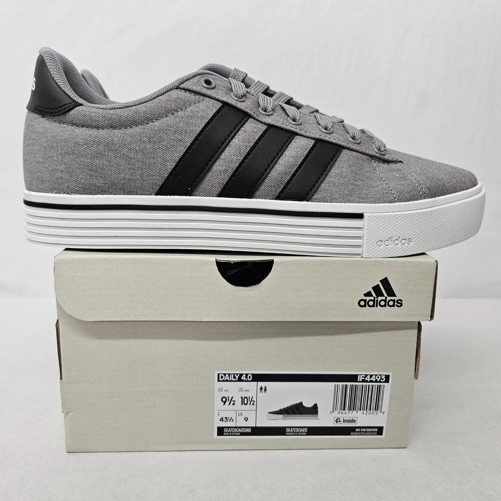 Adidas Daily 4.0 Athletic Shoes IF4493 Grey Black‎ White Men's Size 9.5